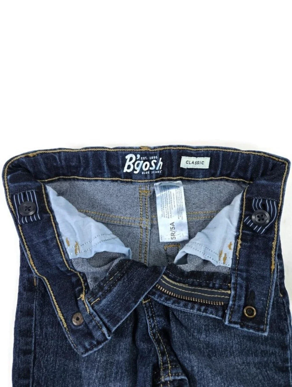 Oshkosh B'Gosh Dark Blue Wash Classic Fit Adjustable Waist Denim Jeans Boys 5/5A